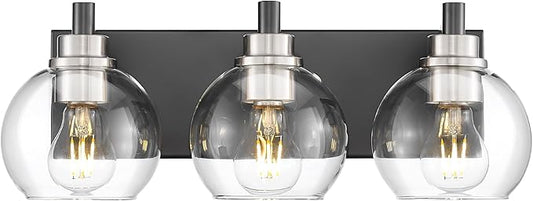 METWET Bathroom Light Fixtures, 3-Light Black and Brushed Nickel Bathroom by Metwet
