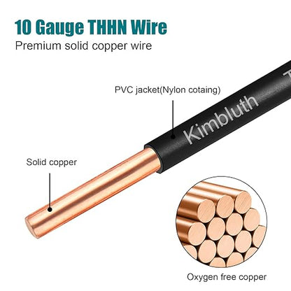 THHN Wire 10 Gauge 150 FT OFC Electrical Wire, 10 AWG Solid Copper Wire Rated - Image 2