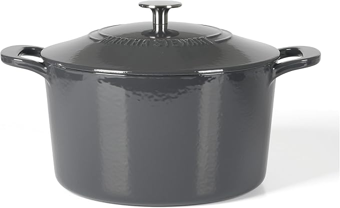 Martha Stewart Gatwick 7 QT Enamel Cast Iron Dutch Oven – Gray, Durable by MarthaStewart