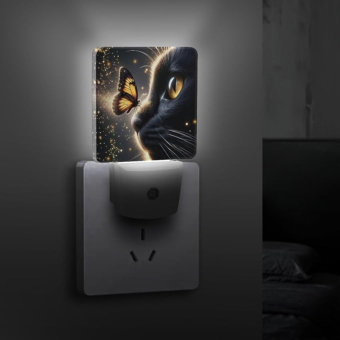 YKJAHSD Cat Butterfly Night Light, Plug into Wall Decor Nightlights - Image 3