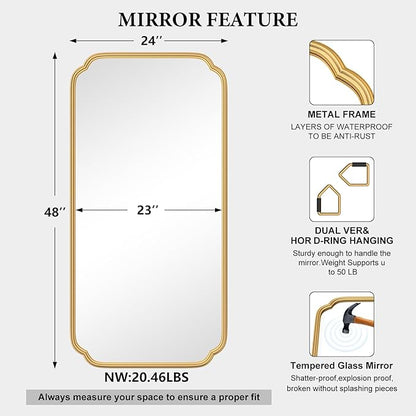 Gold Wall Mirror 48 x 24 Inch Bathroom Vanity Mirror - Image 4