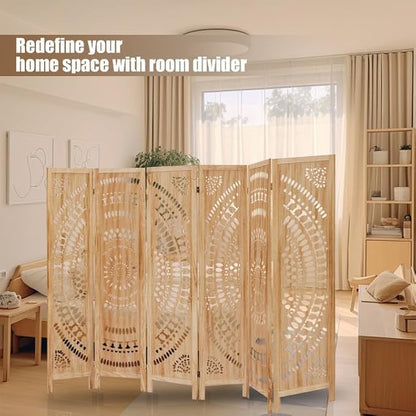 ALeesing 6 Panel Wood Room Divider Fully Assembled, Decorative Room Dividers - Image 9