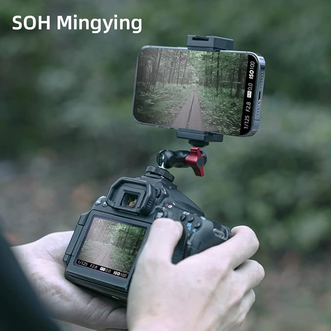 SOH Hot/Cold Shoe Phone Mount Holder, Universal 2 Ball Head Smartphone Mount - Image 3