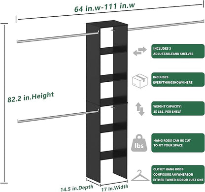 Closet System, Wood Tower Closet Storage - Image 7