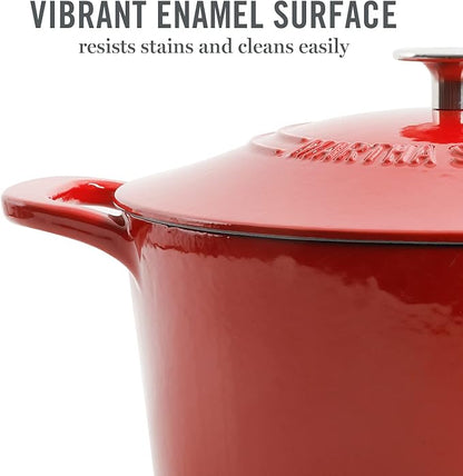 MARTHA STEWART Gatwick 7-Quart Enamel Cast Iron Dutch Oven – Red Ombre – - Image 3