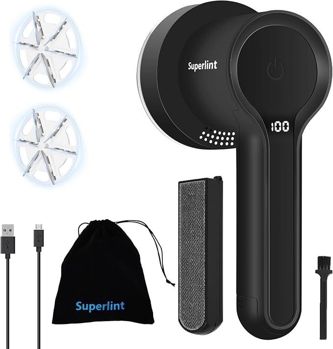 SUPER LINT Electric Fabric Shaver Electrostatic Brush, LED Display, by Home