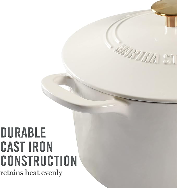 MARTHA STEWART Gatwick 7-Quart Enamel Cast Iron Dutch Oven – Linen White - Image 7