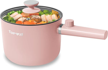 Topwit Hot Pot Electric, 1.5L Ramen Cooker, Portable Non-Stick Frying Pan by TOPWIT