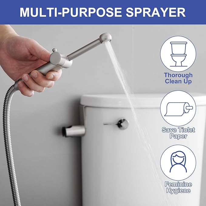 Brushed Nickel Handheld Bidet Sprayer Attachment - Image 3