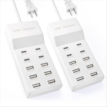 USB Charging Station with 6 USB-A & 4 USB-C Ports, 50W 10A USB Charging Block by SIWMER