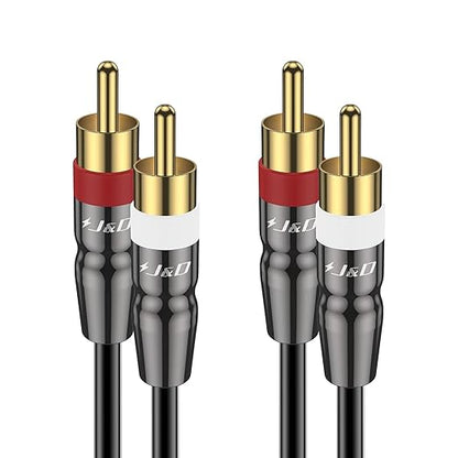 J&D RCA Cable, 2 RCA Male to Male Stereo Audio Cable, Heavy Duty, Compatible by JDTech