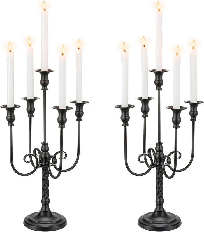 Candeldo 20 Inches Black Candelabra Halloween Decorations Set of 2