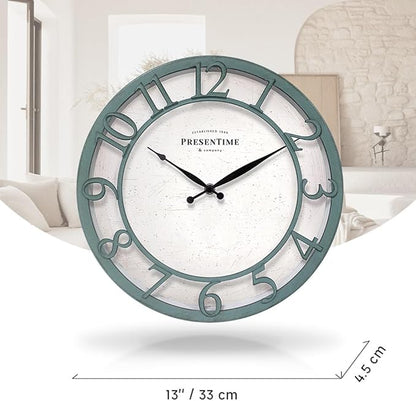 Presentime & Co 13" Farmhouse Series Wall Clock, Shiplap Style, Silent No - Image 7