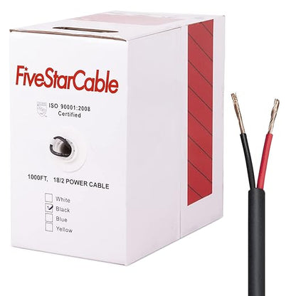 FiveStarCable 18/2 Gauge Low Voltage Cable Wire - 1000 ft by BulkCables%E2%80%93SaveonRG6Cat6ElectricalWiresandMore