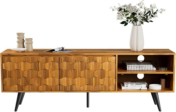 Bme Georgina Solid Wood, 10 Minutes Assembly Entertainment Center - Image 5