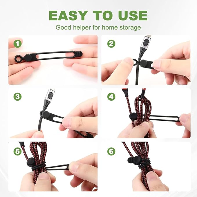 Data Cable Organizer, 2026 Upgrade Silicone Cable Ties Reusable Cable - Image 6