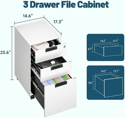 MIIIKO 3 Drawer Filing Cabinet - Image 3