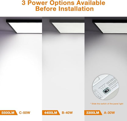 Mcacggo Black 2x4 FT LED Flat Panel Light Surface Mount 2 Pack, 0-10V Dimmable - Image 4