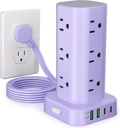 Power Strip Tower with Multiple Outlets, Flat Plug Surge Protector Tower by Unknown