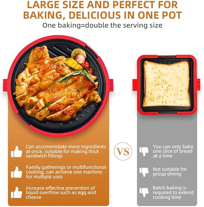 9.5inch 5-in-1 Microwave Grill Pan, Grilled Cheese, Large Toastie Sandwich Maker - Image 2