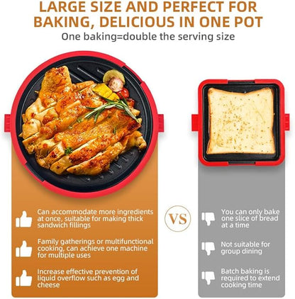 9.5inch 5-in-1 Microwave Grill Pan, Grilled Cheese, Large Toastie Sandwich Maker - Image 2