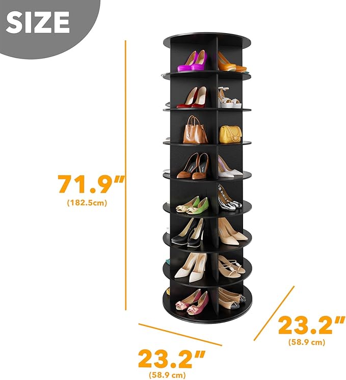 SpaceAid 8 Tier Rotating Shoe Rack Tower, Spinning Shoe Display Lazy Susan - Image 2