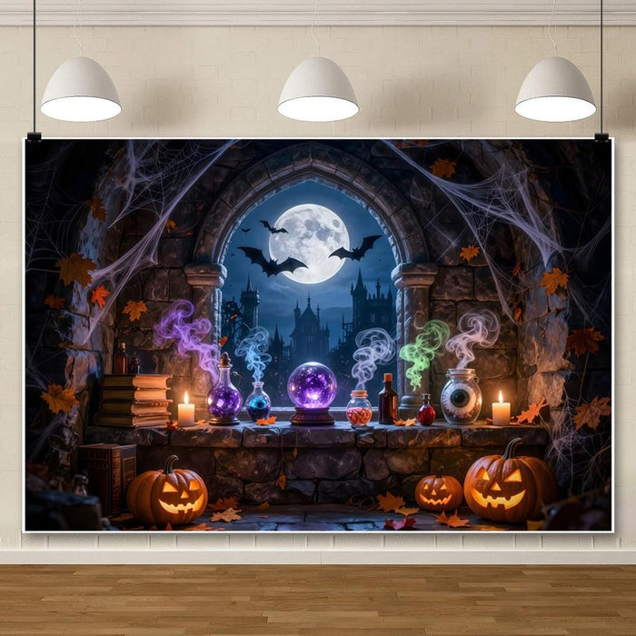 Halloween Laboratory Backdrop Horror Chemistry Lab Witch's Room Science Backgrounds Horror Halloween Party Decorations Photo Booth Props Vinyl 10x8ft