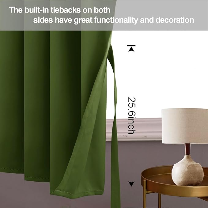 JIUZHEN Olive Green Blackout Curtains - Image 3