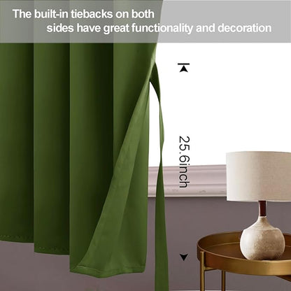 JIUZHEN Olive Green Blackout Curtains - Image 3