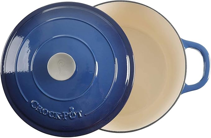 Crock-Pot Artisan 7-Quart Round Enameled Cast Iron Dutch Oven – Sapphire Blue - Image 2