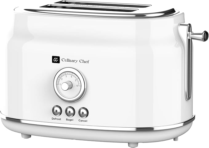 Frigidaire ETO102-WHITE, 2 Slice Toaster, Retro Style, Wide Slot by Frigidaire