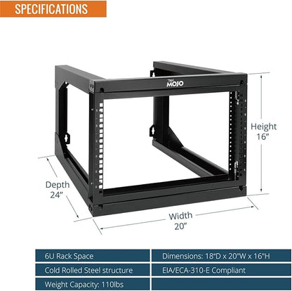 Tecmojo 6U Wall Mount Server Rack Swing Gate, 19in Computer/AV/Data/IT/Media - Image 2