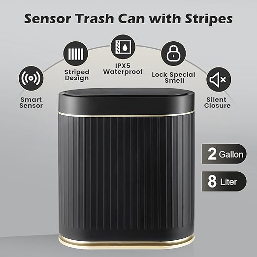 Bathroom Sensor Trash Can with Lid Automatic 2 Gallon Small Sensor Garbage Bin - Image 4