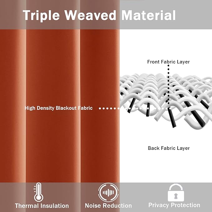 JIUZHEN Caramel Blackout Curtains - Image 4