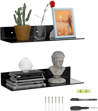 17 Inches Acrylic Wall Shelves 2 Pack, Floating Shelf by Sezanrpt
