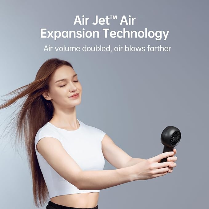 JISULIFE Portable Handheld Turbo Fan, 6000mAh USB Rechargeable Personal Battery - Image 2