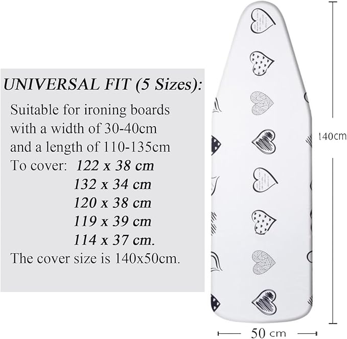 Yizunnu Ironing Board Cover and Pad, 19x55 inch Extra Large and Thick Padding - Image 2