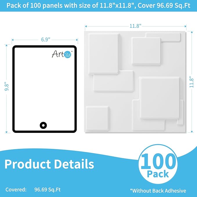 Art3d 100 Pack Decorative 3D Wall Panels, 97 Sq.Feet PVC Interior Wall Décor - Image 2
