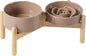 Ceramic 0.9 Cup Raised Slow Feeder Dog Bowl Set, Elevated 6.1inch Water Bowl by Havniva