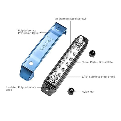 Recoil BB212P Power Distribution Block 12V 150A Dual 5/16” Studs Bus Bar - Image 2