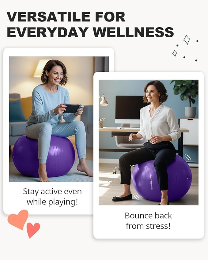 Trideer Exercise Ball for Yoga, Pilates & Fitness – Stability Ball Equipment - Image 6