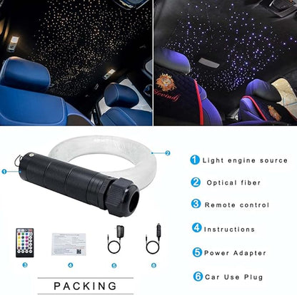 AZIMOM Car Use 6W RGBW 150pcs 0.03in 6.5ft Fiber Optic Lights Starlight Ceiling - Image 7