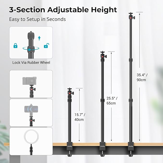 SMALLRIG Camera Desk Mount C Stand, Tabletop C Clamp - Image 3