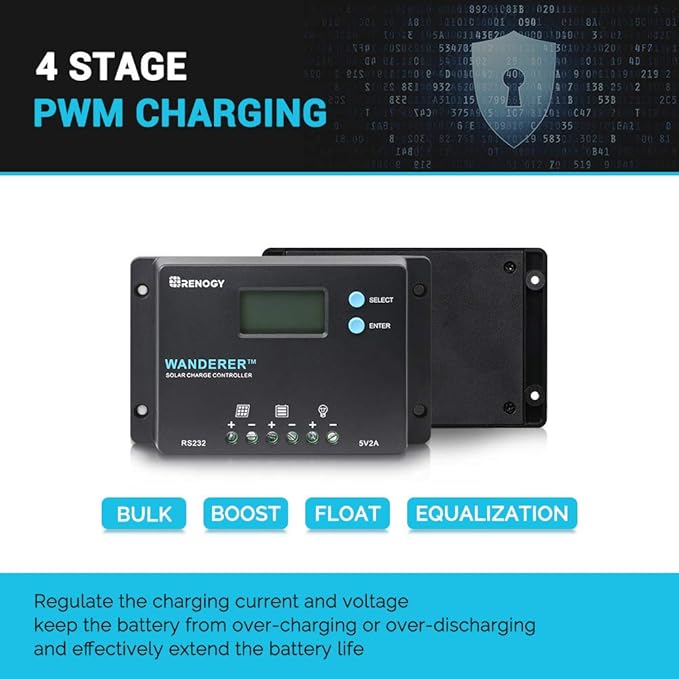 Renogy 10 Amp 12V/24V PWM Negative Ground Solar Charge Controller Compact - Image 4