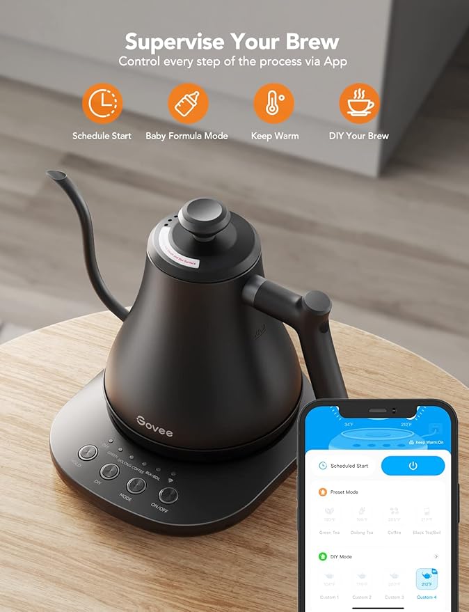 Govee Smart Electric Kettle, WiFi Variable Temperature Gooseneck Pour Over - Image 7