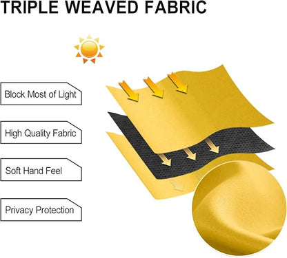 DWCN Yellow Curtains for Living Room, Room Darkening Grommet Thermal Blackout - Image 3