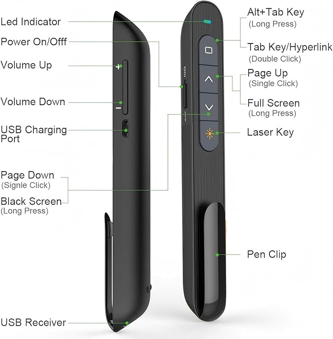 Norwii N76 Rechargeable Presentation clicker, Long Range Presentation Remote - Image 7