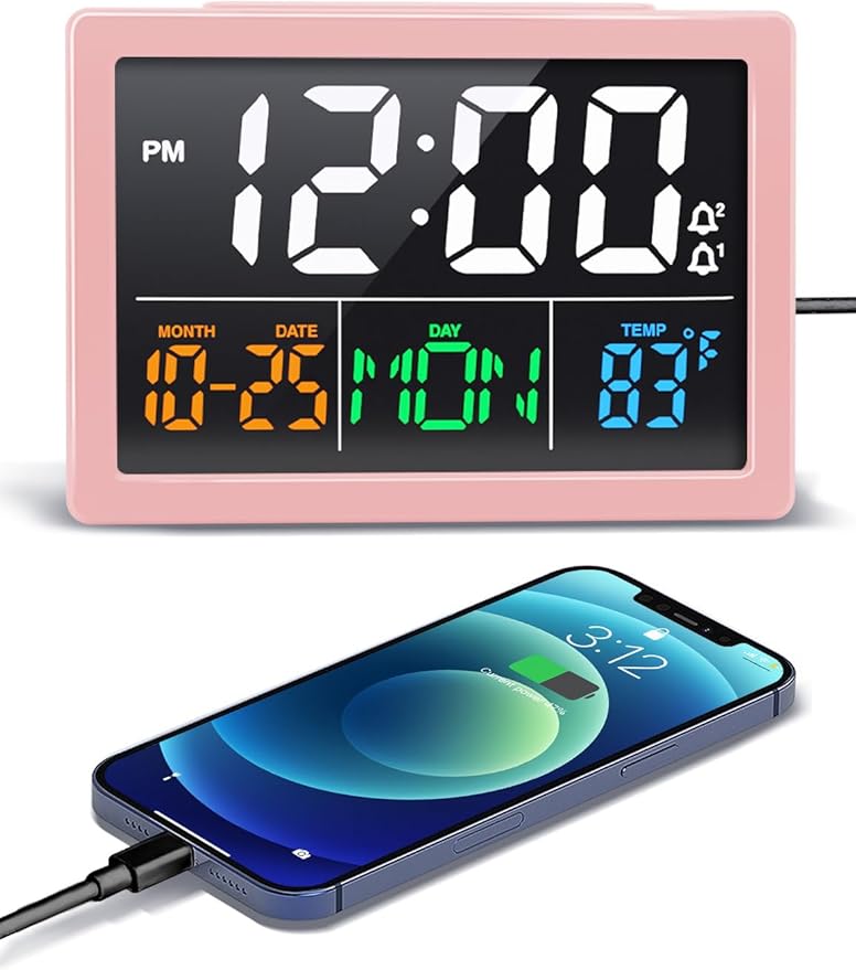 Digital Alarm Clock, with 5.5" Large LED Time Display, Adjustable Alarm Volume by JALL