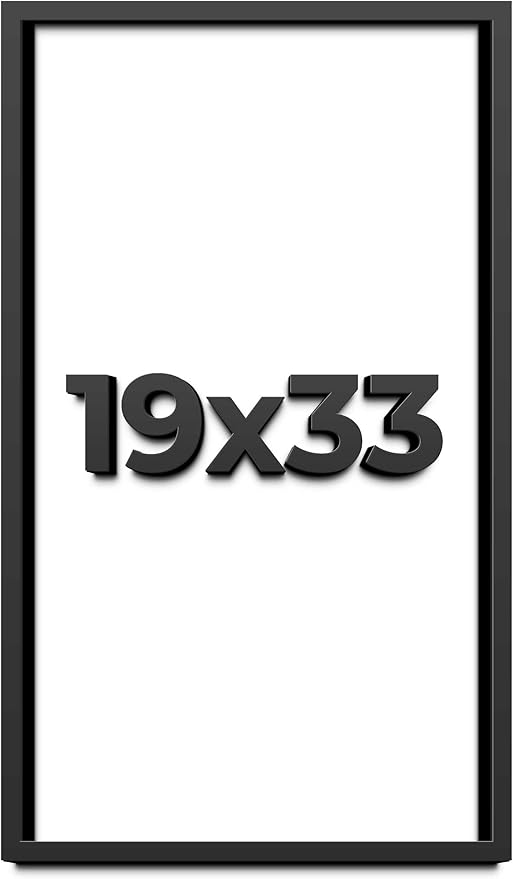 19x33 Shadow Box Frame Black | 1 Inch Deep Solid Wood Shadowbox Display | UV by CustomPictureFrames