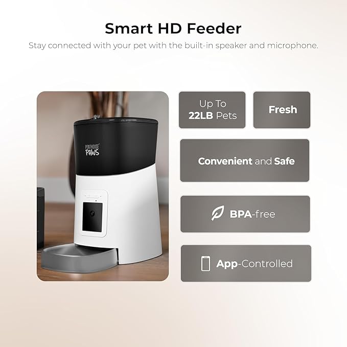 Penthouse Paws Smart HD Automatic Pet Feeder, 6L Dry Food Capacity, 1080p Camera - Image 7